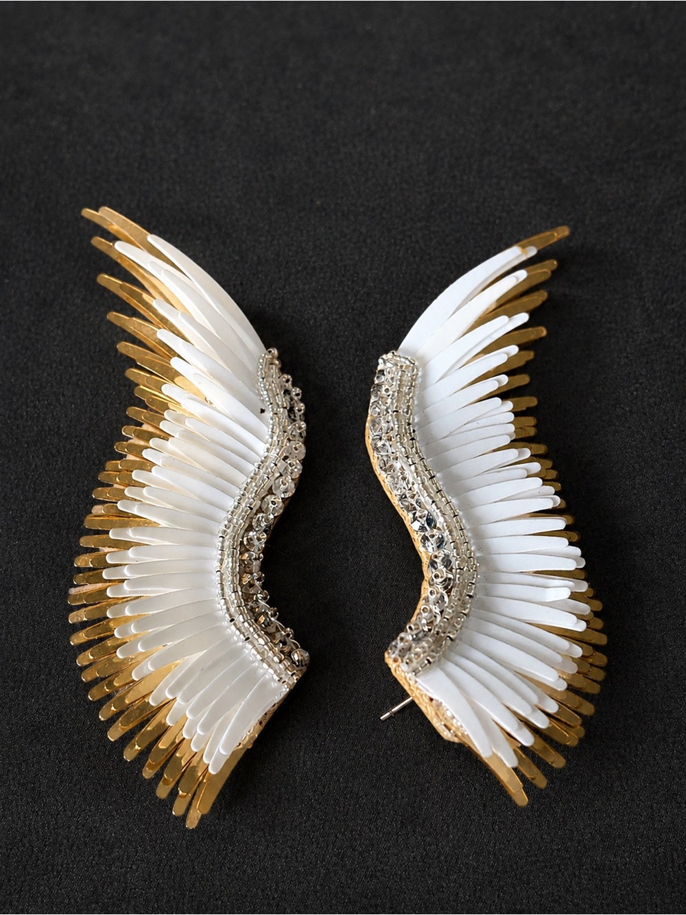 Mignonne Gavigan White & Gold Rhinestone Statement Earrings